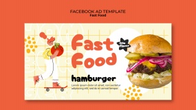 快餐式汉堡美食横幅模板